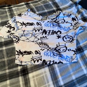 it’s an open back crop it’s a medium barely warm no stains.